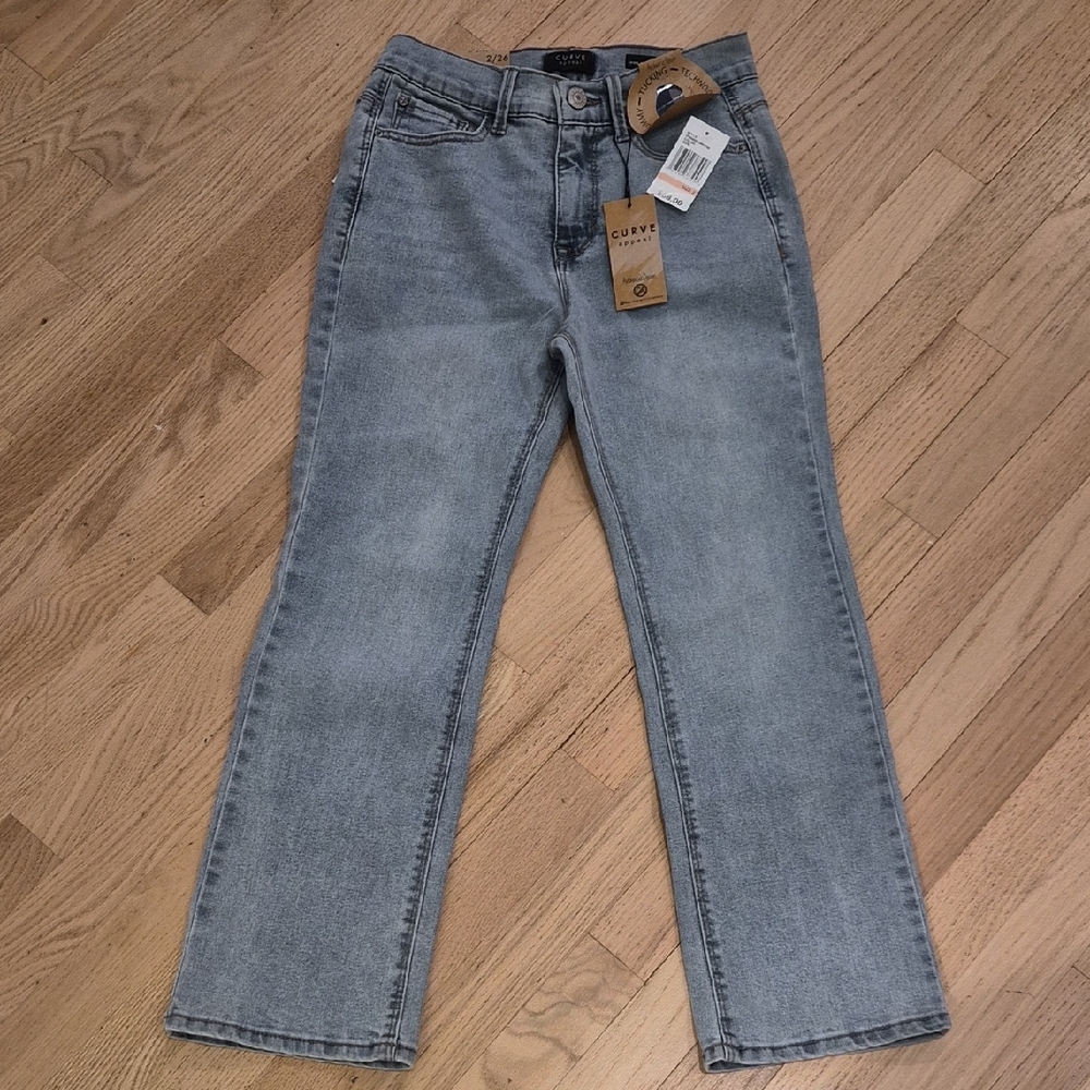 Light Blue Straight Leg Jeans - Curve
